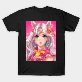 Crazy Cat Anime Face Colorful powerful T-Shirt